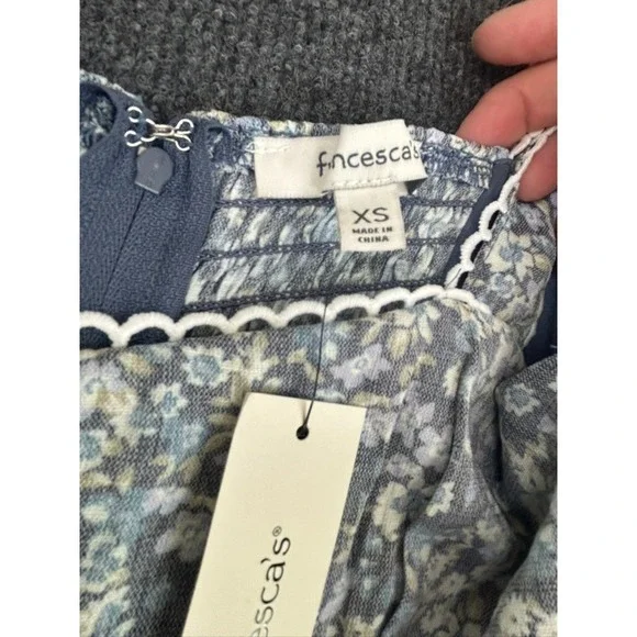 NWT Francesca's Alexa Ditsy Floral Print Jumpsuit XS Wide Leg Spring Easter Boho - Picture 7 of 16